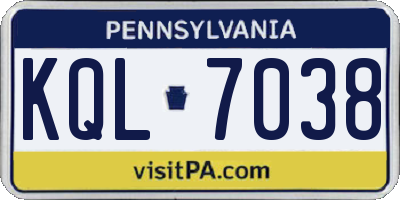 PA license plate KQL7038