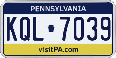 PA license plate KQL7039