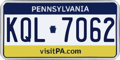PA license plate KQL7062