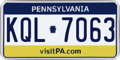 PA license plate KQL7063