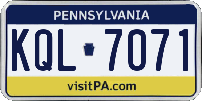 PA license plate KQL7071