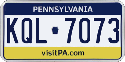 PA license plate KQL7073