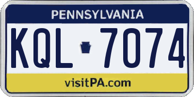 PA license plate KQL7074