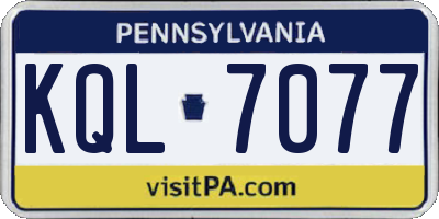 PA license plate KQL7077