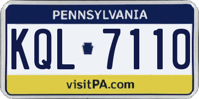 PA license plate KQL7110