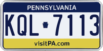 PA license plate KQL7113