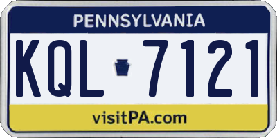 PA license plate KQL7121
