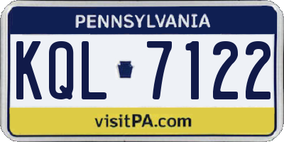 PA license plate KQL7122
