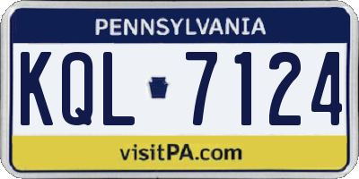 PA license plate KQL7124
