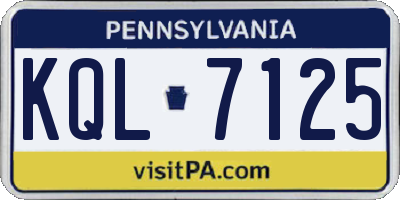 PA license plate KQL7125