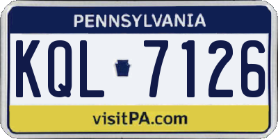 PA license plate KQL7126