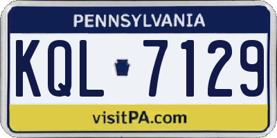 PA license plate KQL7129