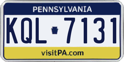 PA license plate KQL7131