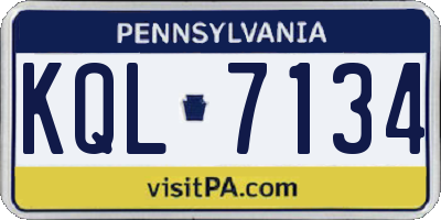 PA license plate KQL7134