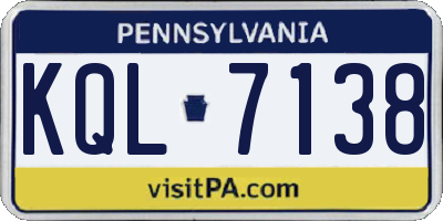 PA license plate KQL7138