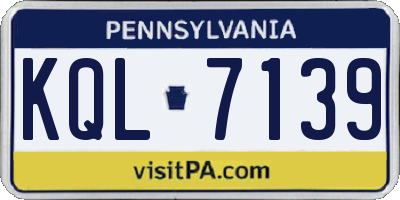 PA license plate KQL7139