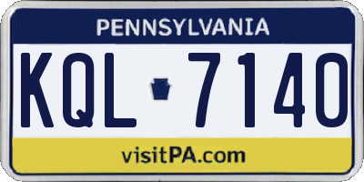 PA license plate KQL7140