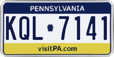PA license plate KQL7141