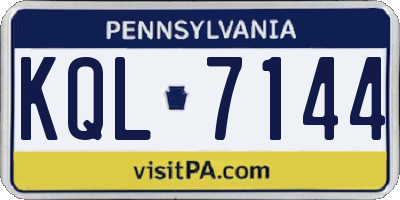 PA license plate KQL7144