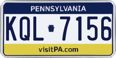 PA license plate KQL7156