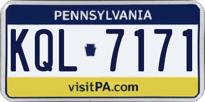 PA license plate KQL7171