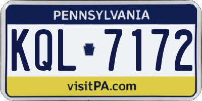 PA license plate KQL7172