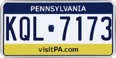 PA license plate KQL7173