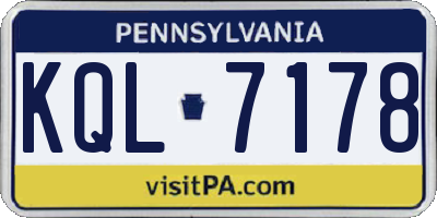 PA license plate KQL7178