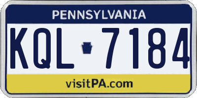 PA license plate KQL7184