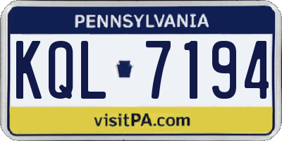 PA license plate KQL7194