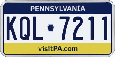 PA license plate KQL7211