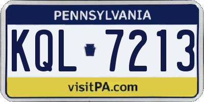PA license plate KQL7213