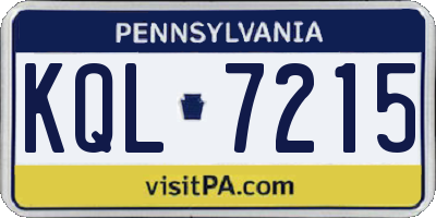 PA license plate KQL7215