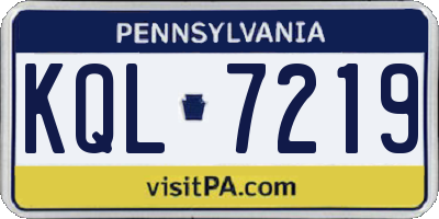 PA license plate KQL7219