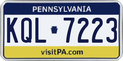 PA license plate KQL7223