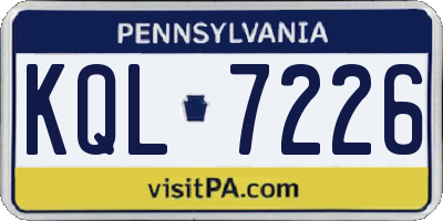 PA license plate KQL7226