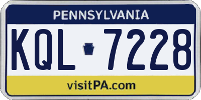 PA license plate KQL7228
