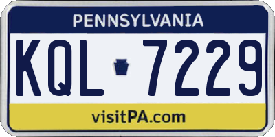 PA license plate KQL7229