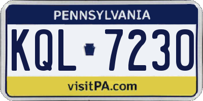 PA license plate KQL7230