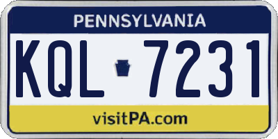 PA license plate KQL7231