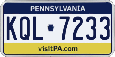 PA license plate KQL7233