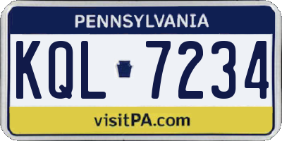 PA license plate KQL7234