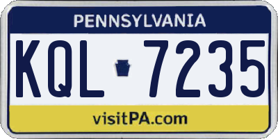 PA license plate KQL7235