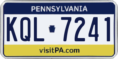 PA license plate KQL7241