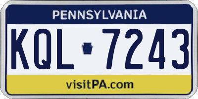 PA license plate KQL7243