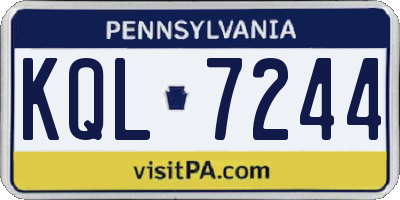 PA license plate KQL7244