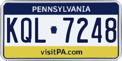 PA license plate KQL7248