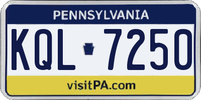 PA license plate KQL7250