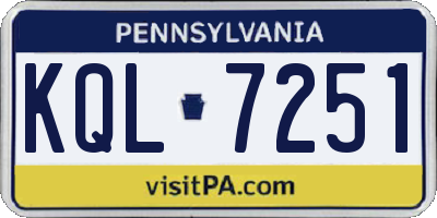 PA license plate KQL7251