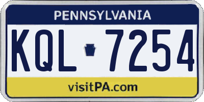 PA license plate KQL7254